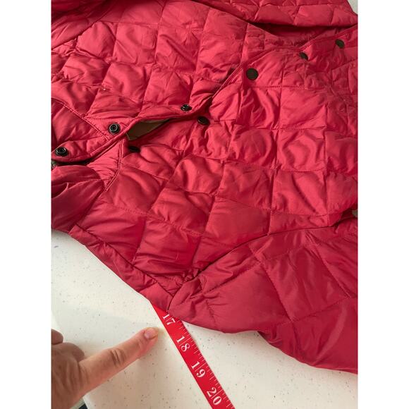 Eddie Bauer woman’s jacket LP red 550 fill power quilted goose down snap front - Picture 10 of 12
